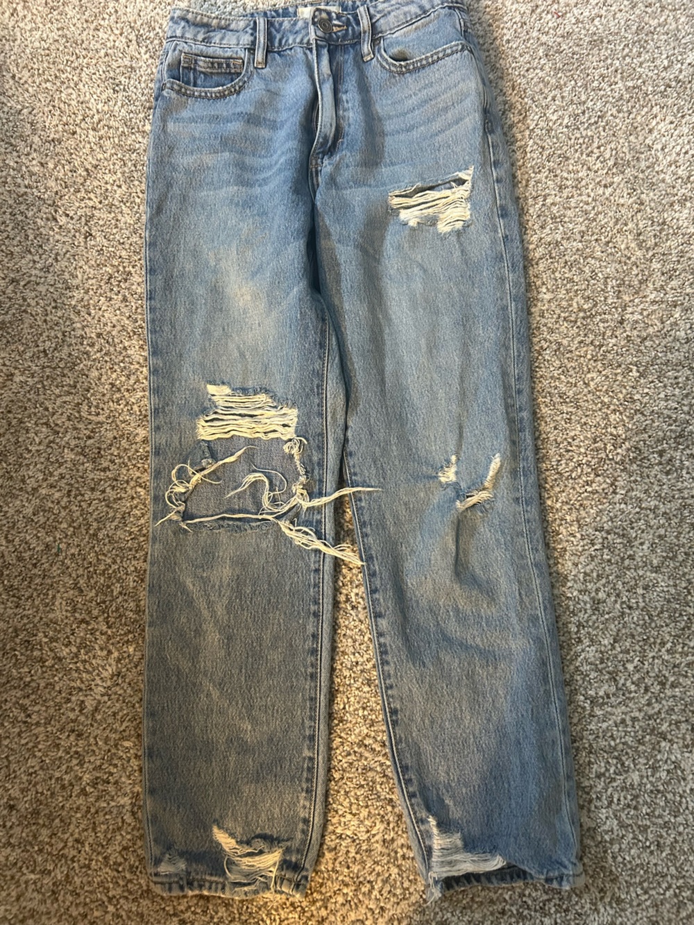 Altar'd State Light Blue Distressed Cropped Jeans